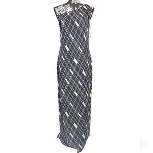 NWT Lauren Ralph Lauren Sabile Row Black & White Geometric Maxi Sz 8